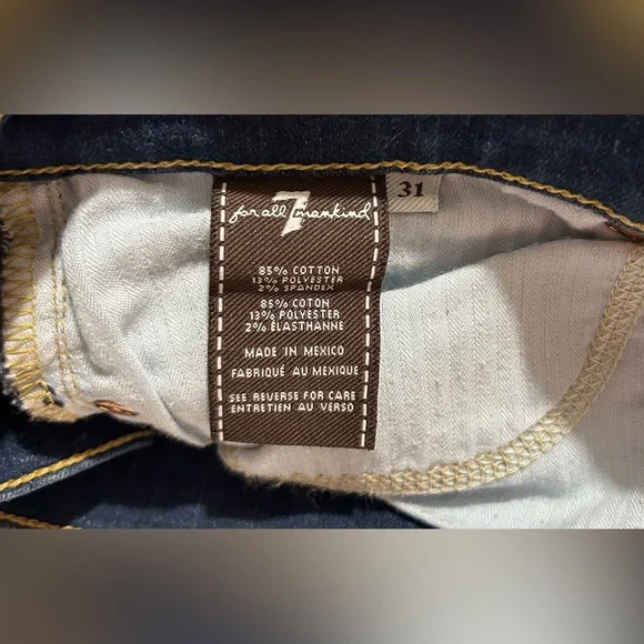 7 For All Mankind Bootcut Mid Rise Dark Wash Jeans Size 31 EUC - Picture 6 of 6